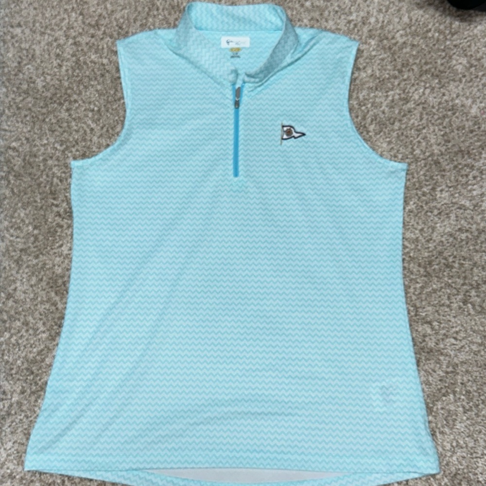 Greg Norman play dry blue sleeveless polo, activewear, athleisure, golf wear